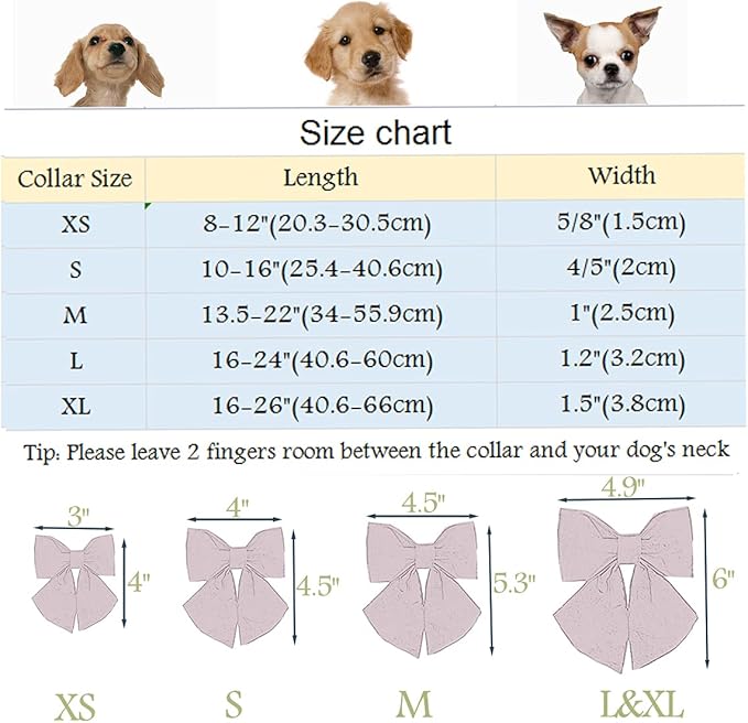 ARING PET Valentine's Day Dog Collar-Adorable Pink Heart Dog Collar with Sailor Bowtie, Comfortable Girl Dog Collars with Metal Buckle
