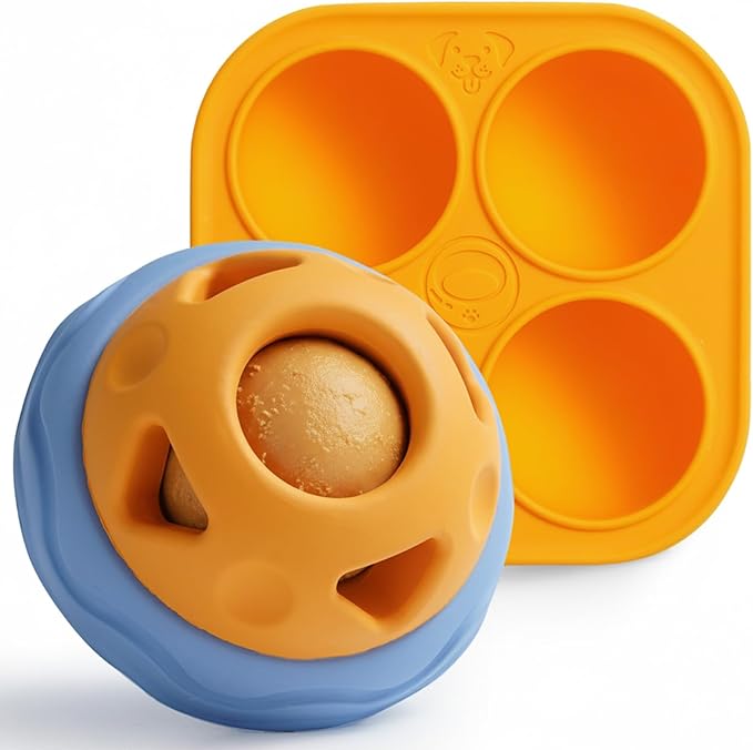 Nocciola Enrichment Dog Toys Set for Aggressive Chewers, Frozen Treat Molds & Interactive Feeder, Freezable Rubber Dog Licking Toy for Long-Lasting to Keep Them Busy, Engagement & Anxiety Relief