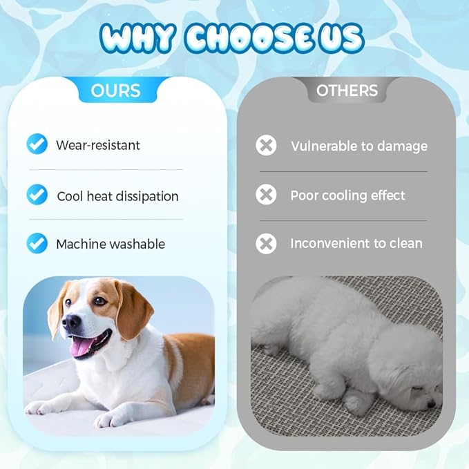 Dog Cooling Mat, 2025 Upgraded Pet Cooling Pad for Dogs Cats, Portable Dog Cool Bed for Summer, Non-Slip Washable, Ideal for Indoor Outdoor Use (XL)