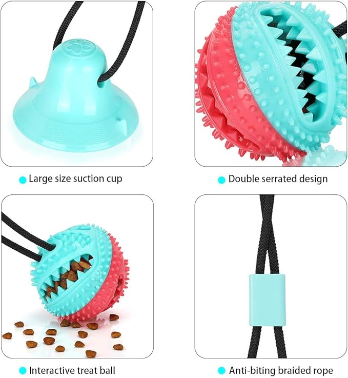 Interactive Dog Toys Tug of War, Mentally Stimulating Toys for Dog, Puppy Teething Toys for Boredom to Keep Them Busy, Dog Puzzle Treat Food Dispensing Ball Toy for Small Medium Dogs