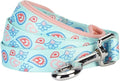 Blueberry Pet 5 Colors Paisley Flower Print Dog Leash with Soft & Comfortable Handle, 4 ft x 1", Pastel Blue, Large, Leashes for Dogs