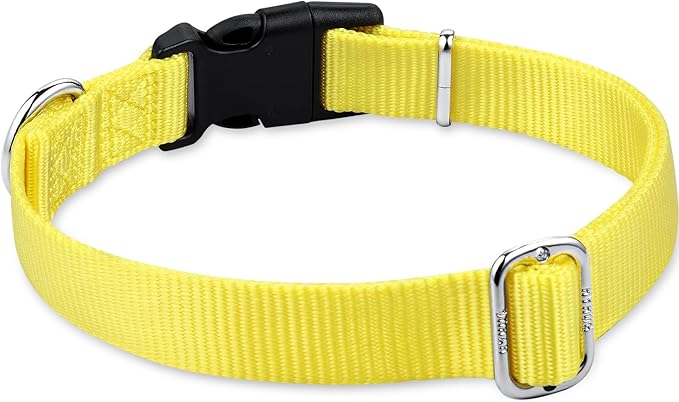 Hyhug Dog Collar for Large Dogs, Heavy Duty | Quick Release Nylon Buckle Collar, Adjustable & Durable Pet Supplies for Boy & Girl Dogs (Large, Illuminating Yellow)