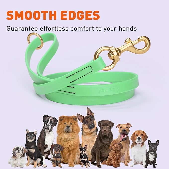 Viper Biothane K9 Working Dog Leash Waterproof Lead for Tracking Training Schutzhund Odor-Proof Long Line with Solid Brass Snap for Puppy Medium and Large Dogs 6ft, Sea Foam Green
