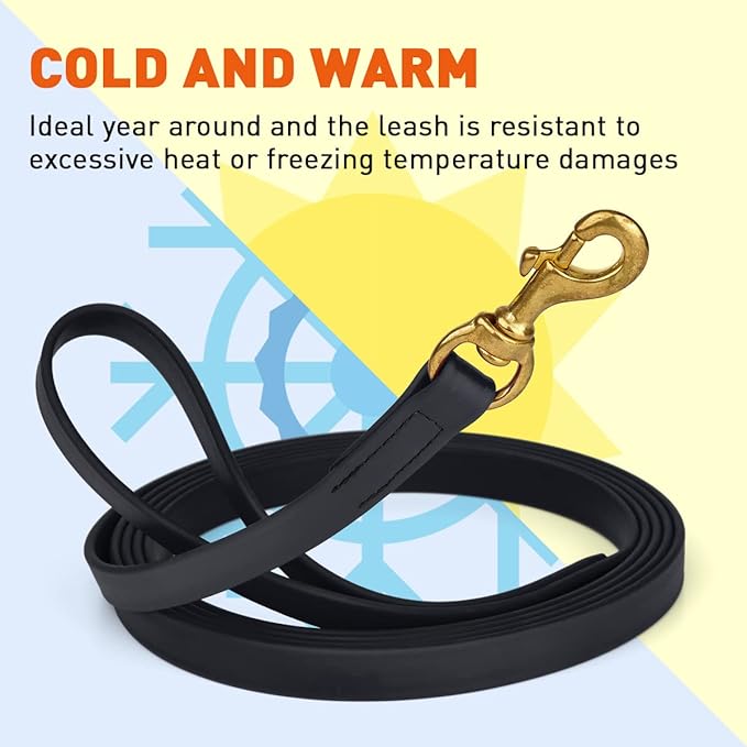 Viper K9 Biothane Working Dog Leash Waterproof Lead for Tracking Training Schutzhund Dog Sport & Search - Odor-Proof Long Line with Solid Brass Snap for Puppy Medium and Large 3/4" x 33ft Black