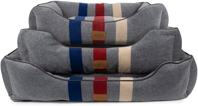 Pendleton Fleece Kuddler Dog Bed - Cabin Stripe Gray, XL