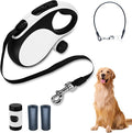 Retractable Dog Leash with Chew Proof Cable,26Ft Heavy Duty Dog Leash for Medium Large Dogs up to 110lbs,360°No Tangle,One-Handed Brake,Pause,Lock(White)