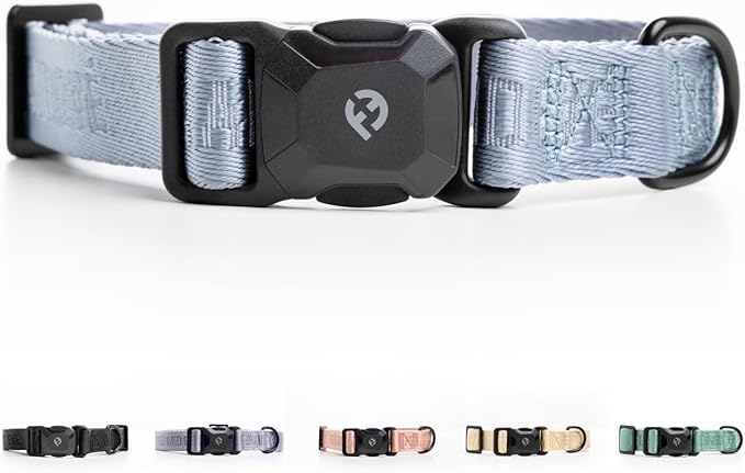 2026 New Edition, Fei & Eve MagEase Dog Collar - Patented Magnetic Buckles | Fur-Safe | Premium 210D Nylon | 450LB Escape-Proof | Adjustable Fit | Medium (Dusk Blue)