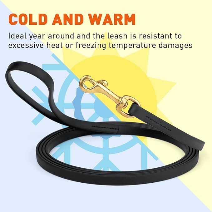 Viper K9 Biothane Working Dog Leash Waterproof Lead for Tracking Training Schutzhund Dog Sport & Search - Odor-Proof Long Line with Solid Brass Snap for Puppy Medium and Large 1/2" x 33ft Black