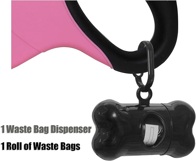 13 ft Retractable Dog Leash for Large Dogs up to 26 lbs,Tangle-Free Nylon Tape,Pink S
