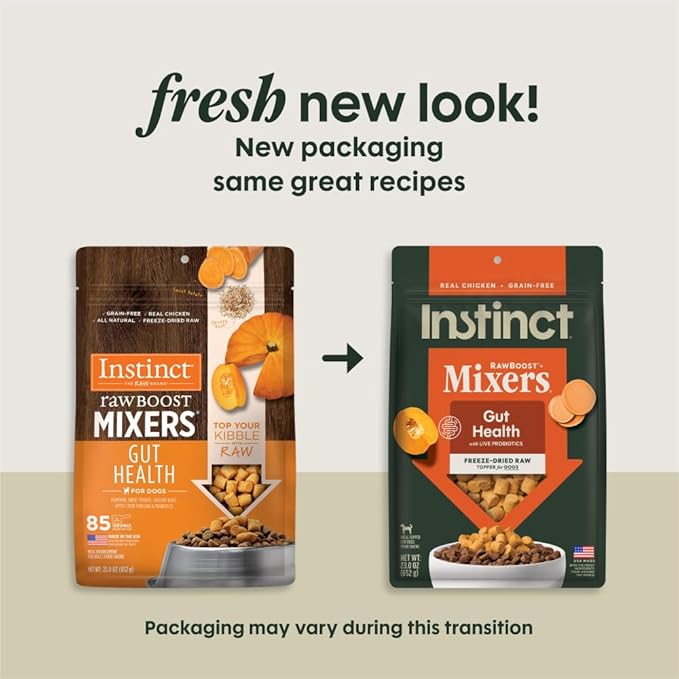Instinct Raw Boost Mixers Freeze Dried Dog Food Toppers For Dry Food, Grain Free with Chicken For Dogs - Gut Health, 23 Ounce