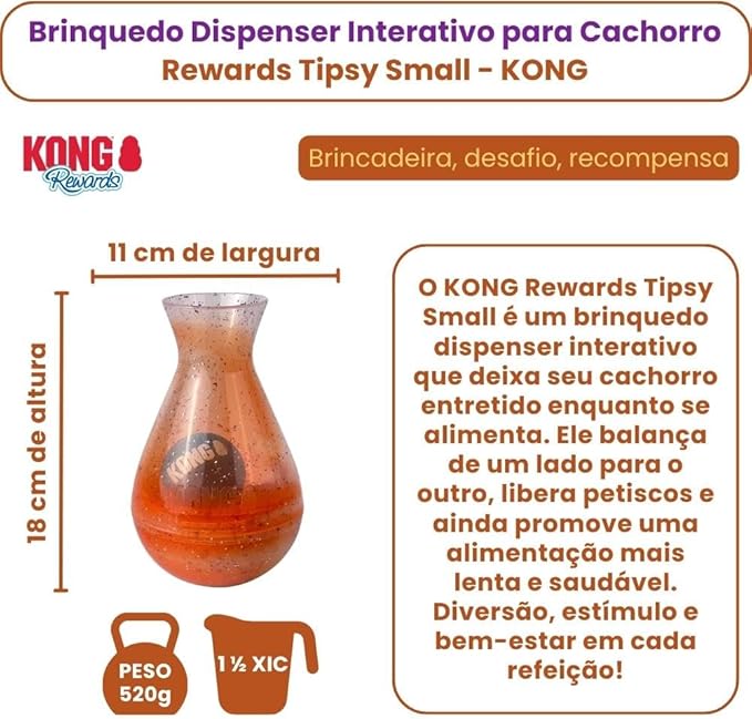 KONG Rewards Tipsy Food or Treat Dispensing Dog Toy - Interactive and Mentally Stimulating Toy for Dogs (Small)