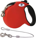 16ft Retractable Dog Leash for Medium Breed Dogs up to 44 lbs with a Detachable Chew Proof Extender Wire Ropes (RED M)