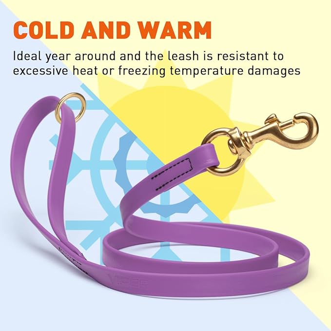 Viper Biothane K9 Working Dog Leash Waterproof Lead for Tracking Training Schutzhund Odor-Proof Long Line with Solid Brass Snap for Puppy Medium and Large Dogs 6ft, Amethyst Purple