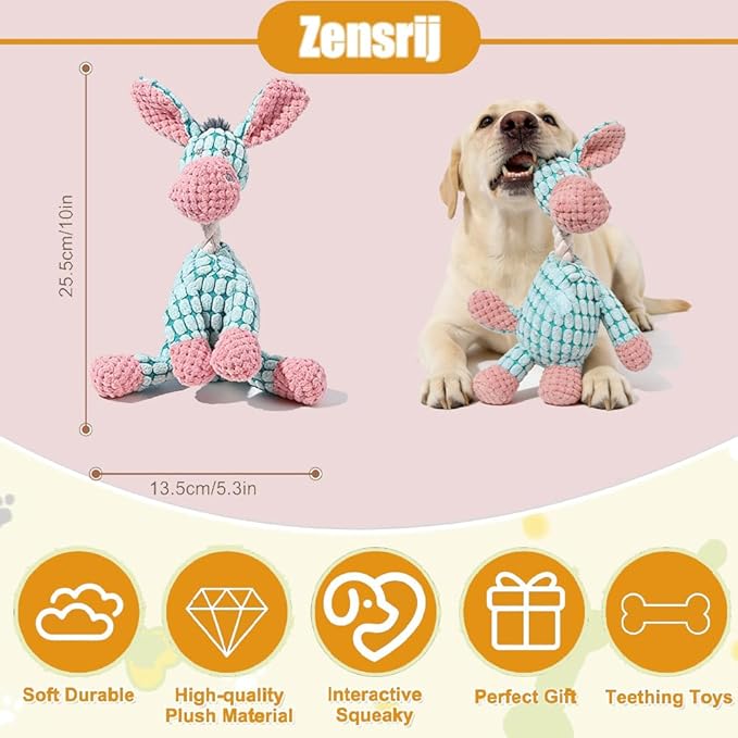 Best Pet Dog Squeak Toys,High-Elastic Soft Fabric Stress-Relief Plush Toy for Dogs,Indoor Interactive Chew Toy,Suitable for Small and Medium-Sized Dogs.Keep Them Active and Busy (Pinkish Blue)
