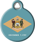 Dog Tag Art Delaware Flag Personalized Pet ID Tag for Dogs and Cats, Silent Polymer Coated Stainless Steel Delawarean Flag Nametag with Customized Identification Information - Small .875" Diameter