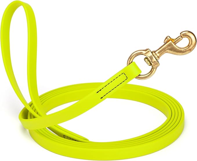 Viper Biothane K9 Working Dog Leash Waterproof Lead for Tracking Training Schutzhund Odor-Proof Long Line with Solid Brass Snap for Puppy Medium and Large Dogs, 15ft Safety Yellow
