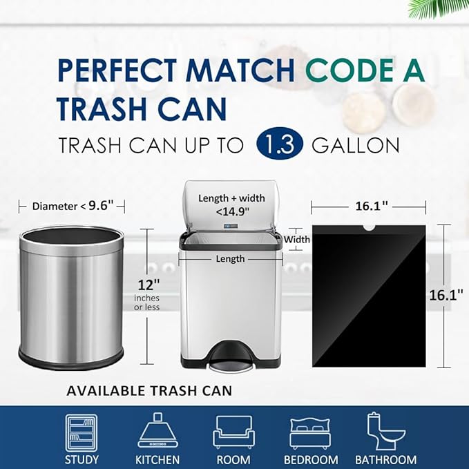 1.3 Gallon 80 Counts Strong Drawstring Trash Bags Garbage Bags by RayPard, 1, 1.2, 1.3 Gal Small Plastic Bags, Trash Can Liners for Home Office Kitchen Bathroom Bedroom, Waste Basket Liners (Black)