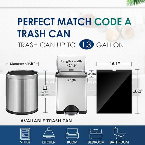 1.3 Gallon 80 Counts Strong Drawstring Trash Bags Garbage Bags by RayPard, 1, 1.2, 1.3 Gal Small Plastic Bags, Trash Can Liners for Home Office Kitchen Bathroom Bedroom, Waste Basket Liners (Black)