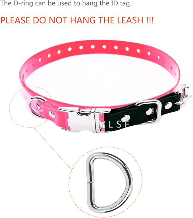 Quick Snap Bungee Dog Collar Strap with D Ring for Most of Electronic Training Shock Collar Receivers-Adjustable Durable Waterproof Odorless 3/4 Inch TPU Collar Replacement for Barking Fence