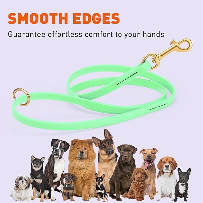 Viper Biothane K9 Working Dog Leash Waterproof Lead for Tracking Training Schutzhund Odor-Proof Long Line with Solid Brass Snap for Puppy Medium and Large Dogs 4ft, Sea Foam Green