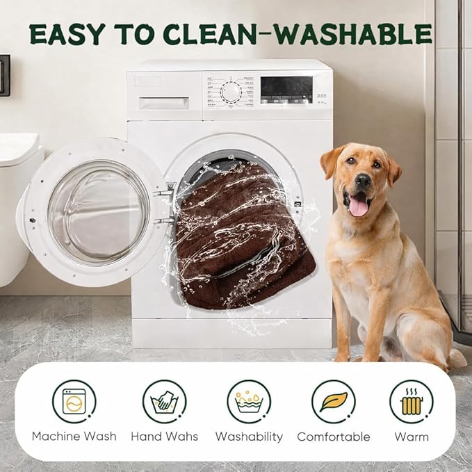Dog Crate Pad Washable, Plush Anti-Slip Crate Mat for Medium Dogs, Cushioned Kennel Pad for Metal Dog Kennels, 30 x 20 Inch, Brown