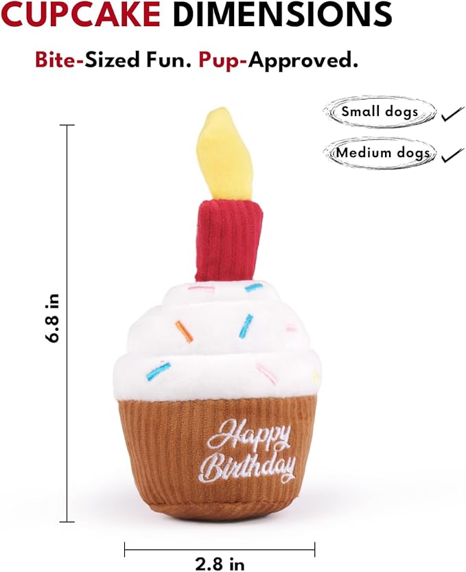 CHEWFFON Dog Birthday Cake Toy, Interactive Squeak & Crinkle Toys for Celebration Gifts, Puppy Cupcake Toy for Boredom, Snuffle Puzzle Toys for Medium and Small Dogs