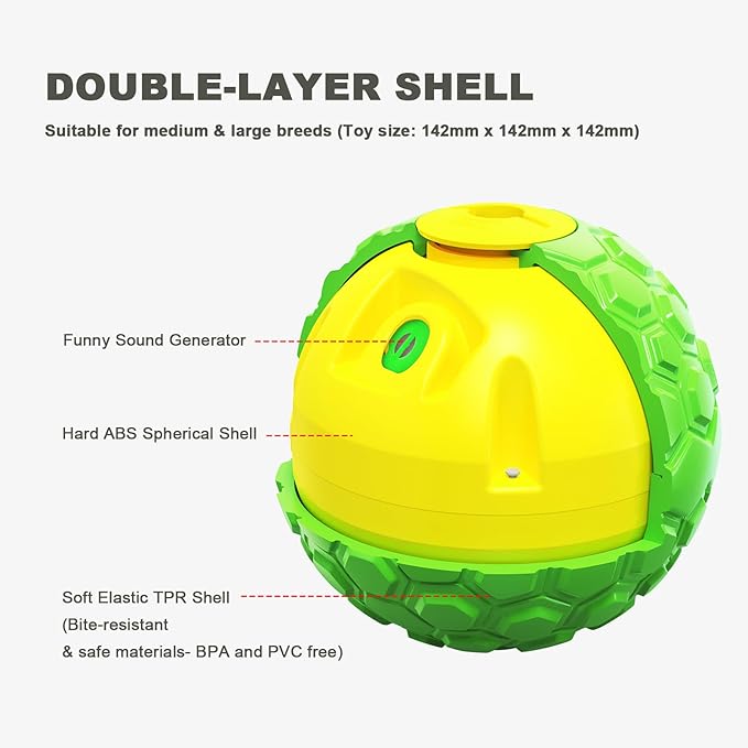 GOLDROC Dog Puzzle Toy – Durable Squeaky Chew Toy for Medium & Large Dogs, Treat Dispenser for Slow Feeding & Interactive Play (Green)