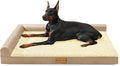 Patas Lague Orthopedic Jumbo Dog Bed for Extra Large Dogs 56''X40'', Waterproof L Bolster Pet Sofa Beds with Removable Washable Cover, Soft Comfortable Pet Couch Crate Mat with Nonskid Bottom, Cream