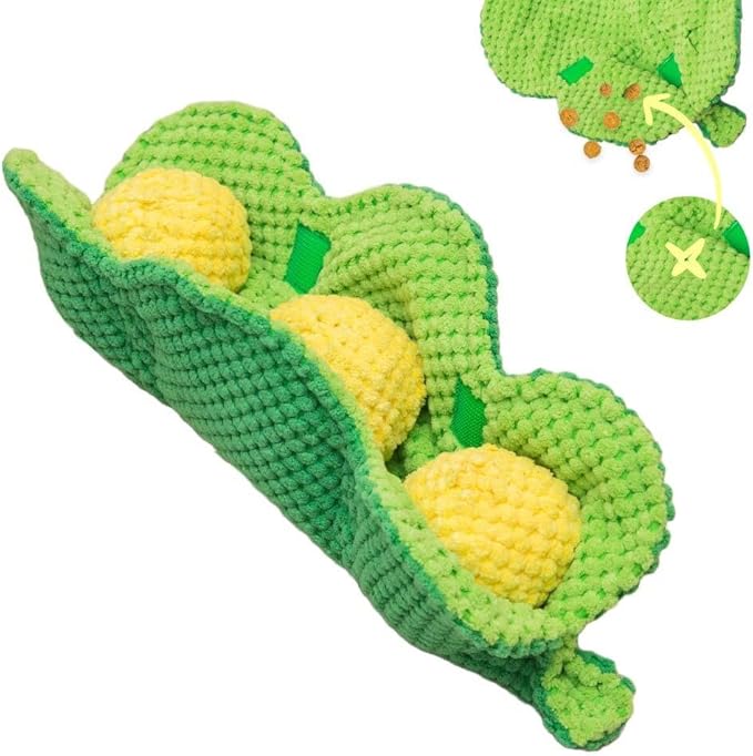 Pea Pod Interactive Dog Toy - Snuffle Nosework Stress Relief - Hide Treat Food Puzzle - Small Medium Dog - Durable Dog Gift Birthday