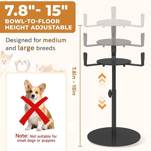 2 Pack Extra-Stable Elevated Dog Bowl Stand, Adjustable Height 8-16in, Width 6-10in, Tall Single Lifted Food Holder for Large Medium Size Breeds, Metal Non-Slip Raised Dish Riser Pet Water Feeder