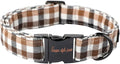 Unique style paws Dog Collar Metal Buckle Collar Gift for Small Medium Large Boys Girls Dogs, brown plaid
