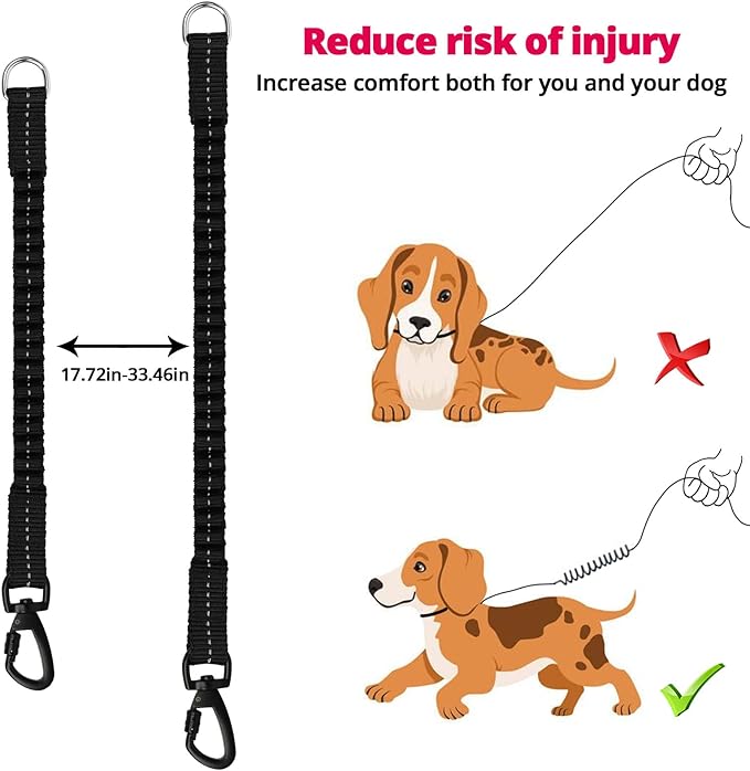Long Dog Leash 15 FT: Heavy Duty Rope Leashes for Dogs Training with Swivel Lockable Hook Reflective Threads Bungee and Padded Handle - Dog Lead for Large Small Medium Dogs Outside Walking Hiking Pink