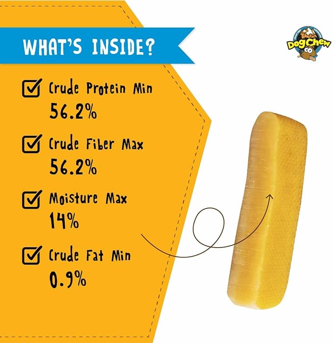 Tibetan Dog Chew Yak Cheese Sticks - Natural Treats for Small to Large Dogs, Lasting, Digestible, Promotes Dental Health, Rawhide and Grain-Free, Ideal for Aggressive Chewers, 10-Pack