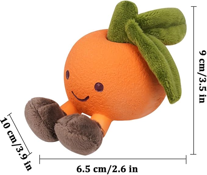 Playful Paws Fruit Dog Chew Toys Interactive Dog Toy with Squeak and Latex Plush Dog Toys for Puppies Small and Medium Dogs (Orange)
