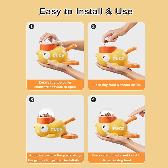 Interactive Dog Treat Dispenser, Puzzle Feeder Dog, Duck Pet Feeder for Healthy Eating, Interactive Treat Dispenser Toy for Dogs and Cats (2 PCS)