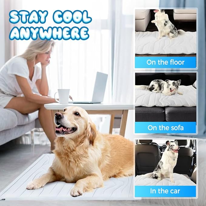Cooling Mat for Dogs Cats, 2025 New Dog Cooling Mat Pet Cool Pad, Portable Dog Cool Beds for Summer Indoor Outdoor, Non-Slip, Washable (Medium)