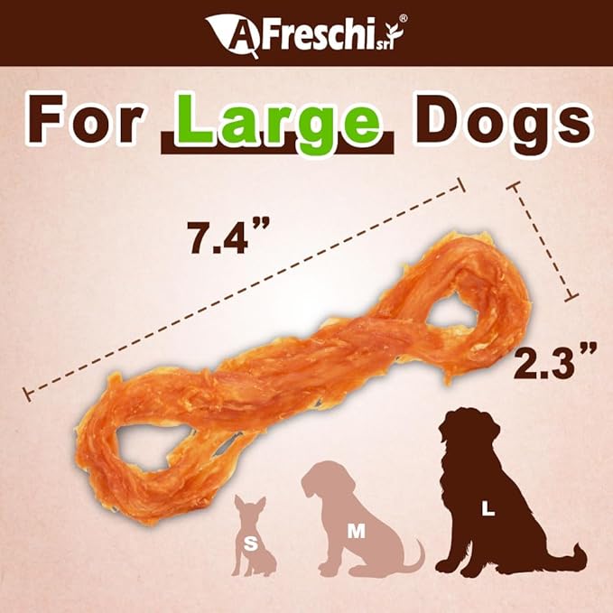 A Freschi srl Turkey Tendons for Dogs, USA-Sourced, Healthy Dog Treats, Rawhide-Free Puppy Chews, Long Lasting, All Natural, Hypoallergenic Dog Treats for Large Breeds, 1 Count Pack Rope (L)