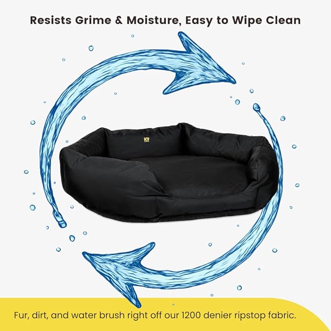 K9 Ballistics Tough Ripstop Oval Bolster Dog Bed, Calming Round Den Shape, Scratch Resistant, Machine Washable - Medium, Sage Green