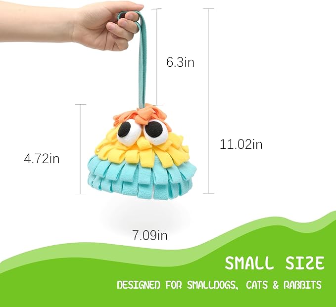 Squeaky Dog Snuffle Toy, Interactive Hide and Seek Food Puzzle for Boredom Relief, Slow Eating & Mental Enrichment, Monster Snuffle Ball for Small Dogs(Pink-Blue-Green)