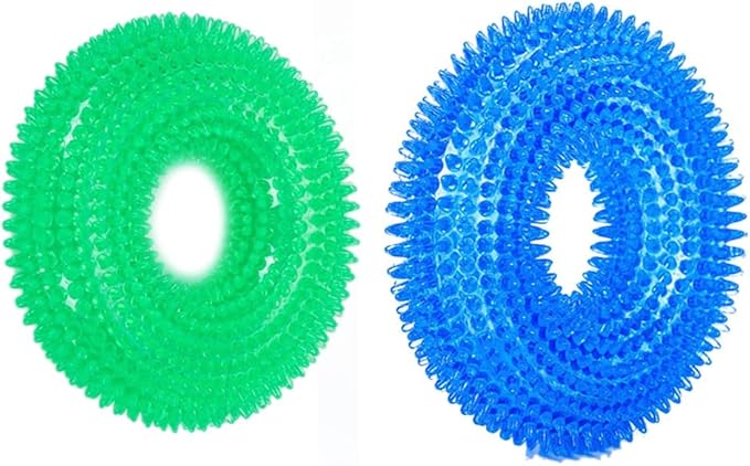 Angoily TPR Dog Chew Rings 4.72 Inch - Bite Resistant Round Pet Toys with Spiky Design for Molar Teeth Cleaning Interactive Chew Toy for Puppies Water and Weather Resistant