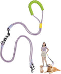 Double Dog Leash No Tangle, Adjustable Split Leads Dual Pet Walking Leash with Comfortable Padded Handle for Two Dogs, Hands - Free Dual Leashes for Small/Medium Pets (Purple, Double Leashes)