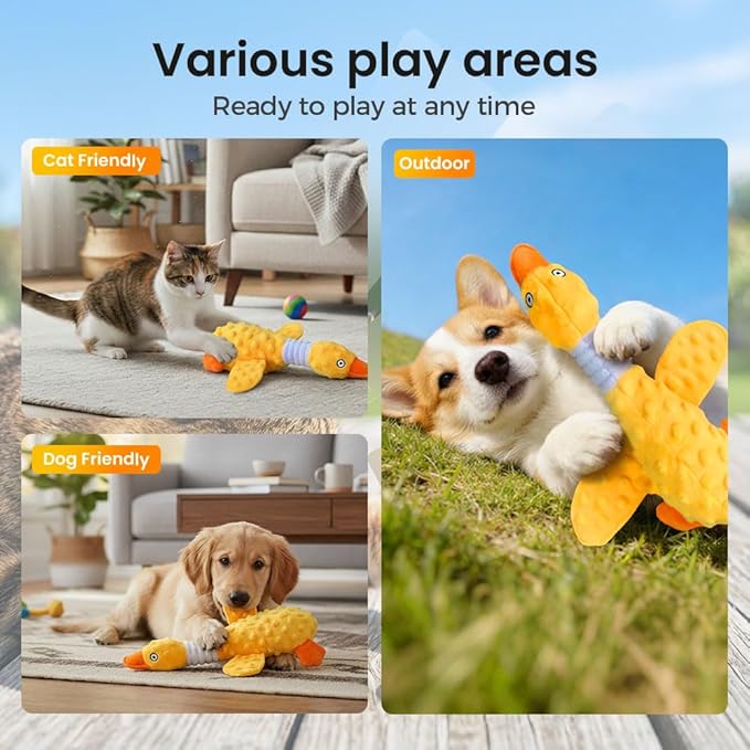 AIIONP Dog Toys for Aggressive Chewers, 2026 New Squeaky Dog Toy, Durable Chew Toy for Dogs Indoor Play, Yellow Duck Dog Plush for Dogs (Yellow)