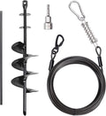 Heavy Duty Dog Tie-Out Cable and Stake for Yard Camping, with 30ft Heavy Duty Cable with Spring, for Small Medium Large Dogs up to 210 lbs, 360°Swivel Dog Run- No Tangle, Spiral Dog Stake