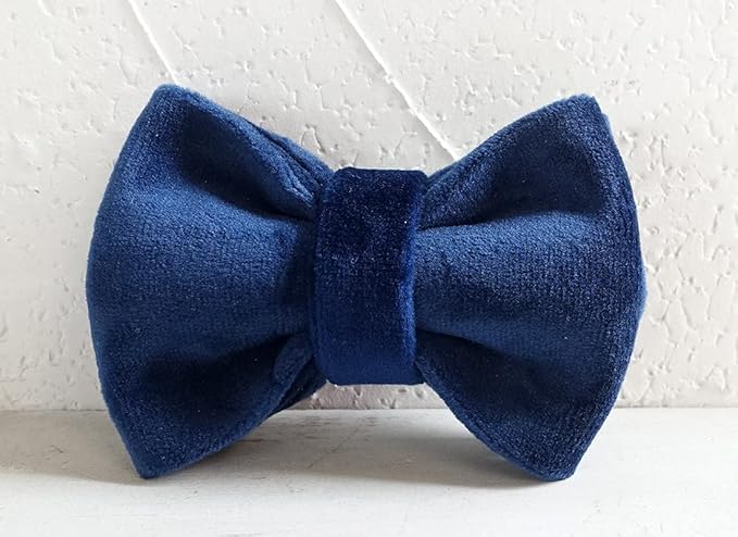 Cat Collar Personalized with Name Engraved and Bell, Customized Velvet Collars for Puppy Kittens (Navy Blue, L)