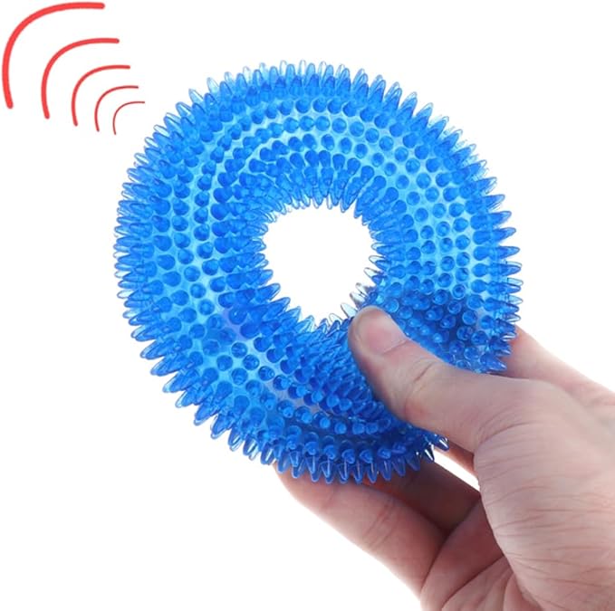 Angoily TPR Dog Chew Rings 4.72 Inch - Bite Resistant Round Pet Toys with Spiky Design for Molar Teeth Cleaning Interactive Chew Toy for Puppies Water and Weather Resistant