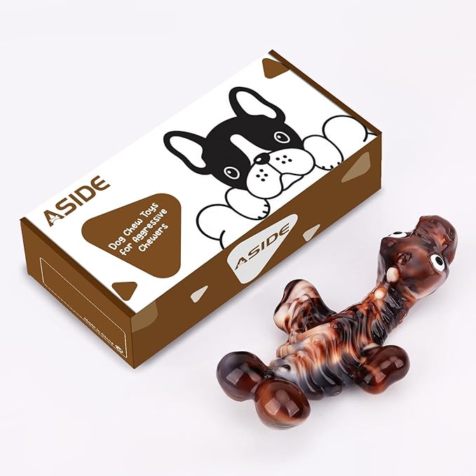 ASIDE Dog Toys for Aggressive Chewers,Dog Chew Toys for Large Dogs,Tough Dog Toys,Indestructible Dog Toys,Dog Toys for Medium Large Dogs Breed, Real Bacon Flavor (Brown)