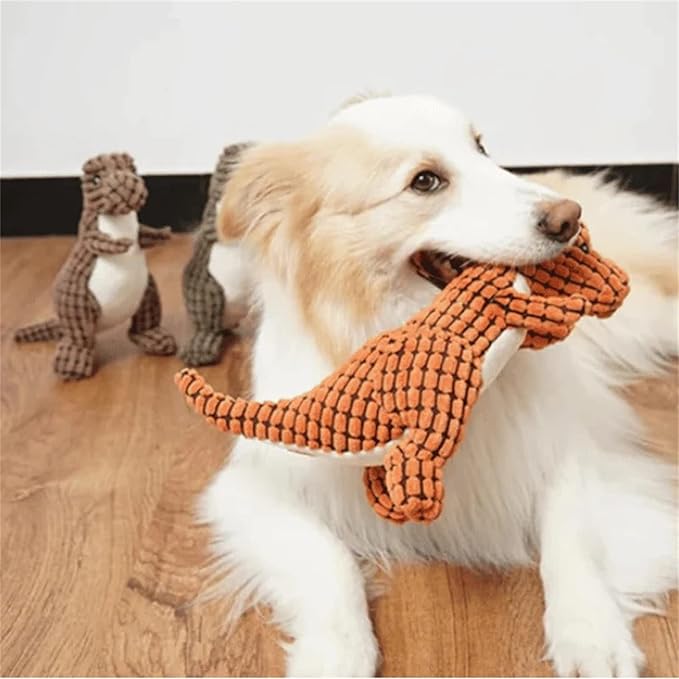 2023 New Indestructible Robust Dino, Durable Interactive Robustdino Dog Toy, Squeaky Dog Toys For Aggressive Chewers, Soft Dog Toys, Unbreakable Stuffed Plush Dog Toy Aggressive Chewers (A ORANGE)