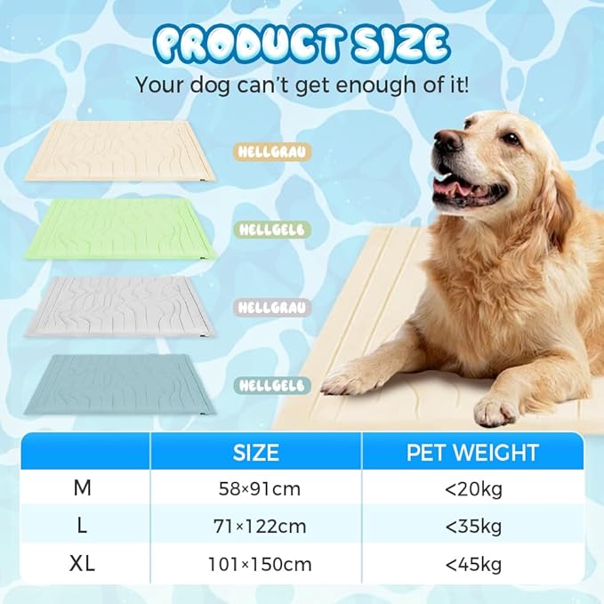 Cooling Mat for Dogs, Washable Dog Cooling Pad for Summer, Non-Slip Pet Coolings Mat for Indoor & Outdoor Use, Cool Dog Bed for Large & Small Breeds (Gray, M: 36 * 23 in)