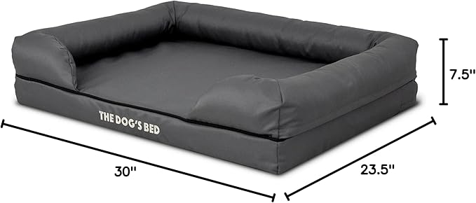 The Dog’s Bed Orthopedic Memory Foam Dog Bed with Bolsters, Oxford Fabric, Grey with Black Trim, Medium