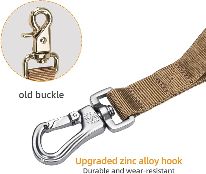 EXCELLENT ELITE SPANKER Tactical Dog Leash Heavy Duty 5-6FT Adjustable No Pull Military Bungee Dog Leash Elastic Leads Rope with 2 Padded Control Handle for Medium Large X-Large Dogs(Coyote Brown)